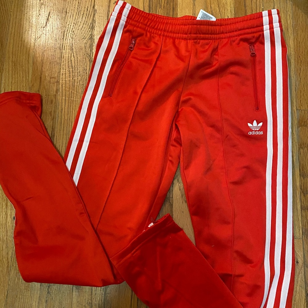 Youth Red Adidas Track Pants
